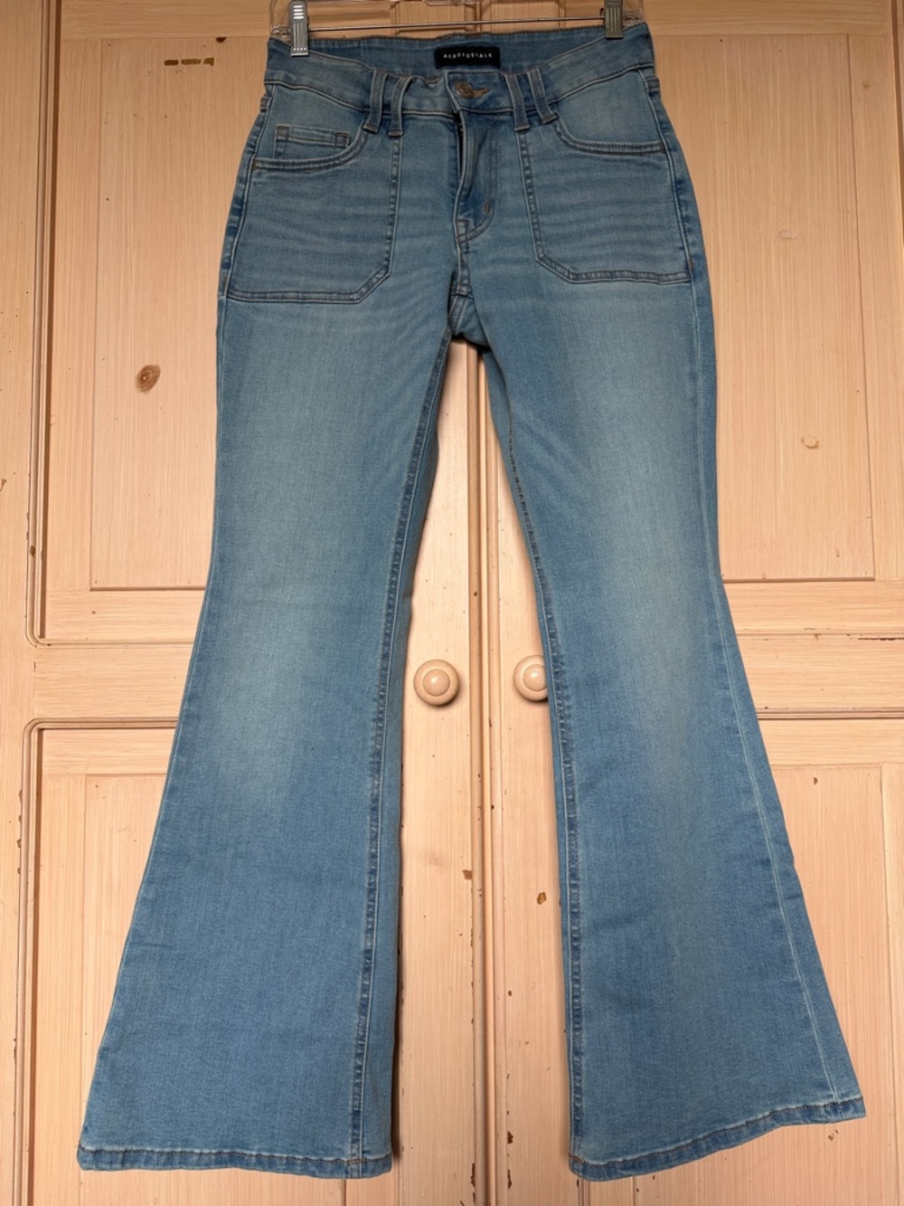 Aeropostale Light Wash Flared Jeans with Patch Pockets